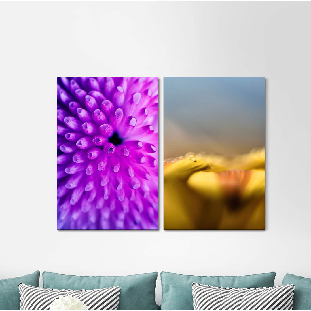 2-tlg. Leinwandbilder-Set - Fotografie „Coral Blossom Violet Focus Soft”