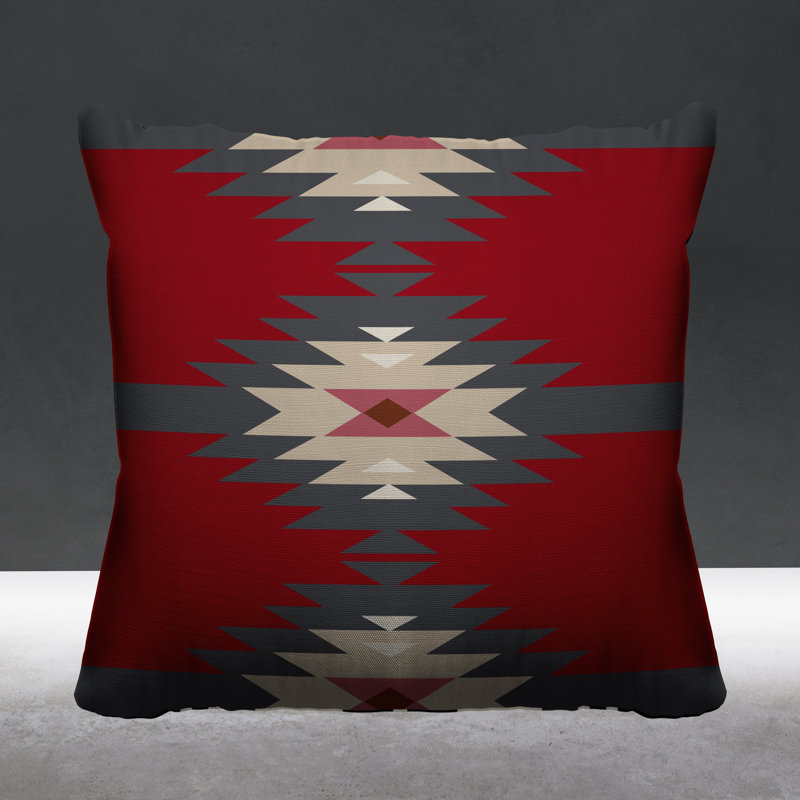 Coussin décoratif intérieur / extérieur Onida Southwestern, L 15 po x H 15 po, Rouge
