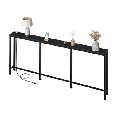 78.7" Narrow Console Table with Power Outlet,Sofa Long Behind Couch Table