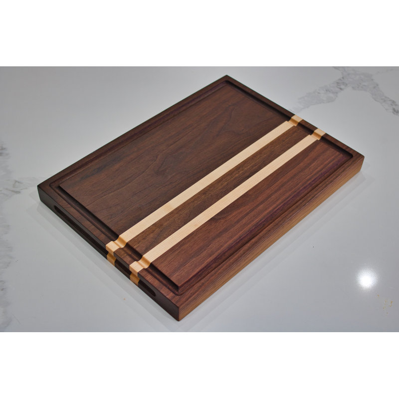 Solid Walnut Block With Maple Stripes Cutting Board