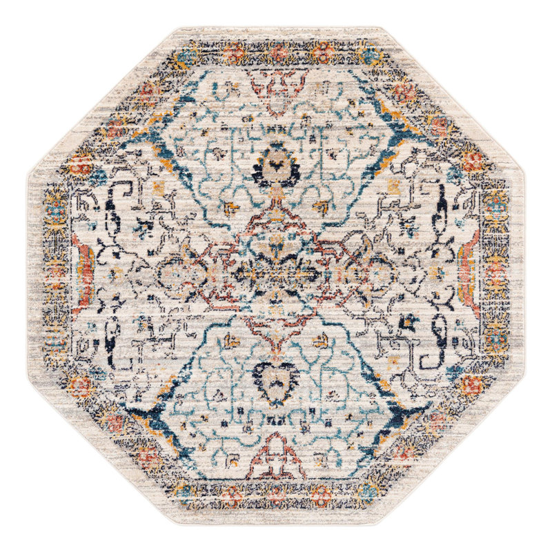 Alkire Floral Indoor Rug, Octagon 5' x 5'