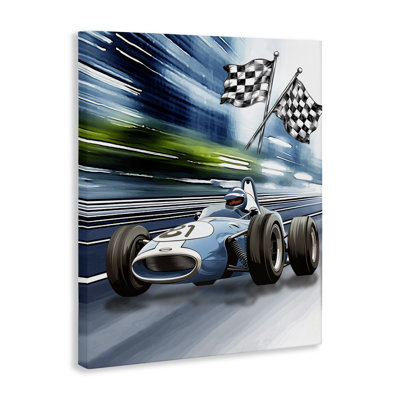 Speedy Racecar with Flags Canvas, design by Christine Simpson Art