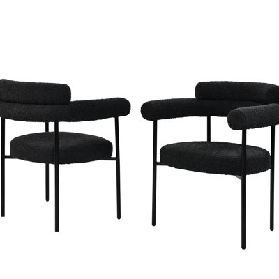 Fauteuil capitonné en métal noir avec 2 pieds rembourrés pour la cuisine moderne
