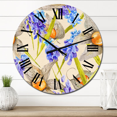 Horloge murale mauve et orange