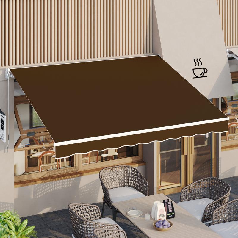 Auvent de terrasse à pente manuelle AECOJoy, l 120 po x P 96 po, Brun, Couleur unie