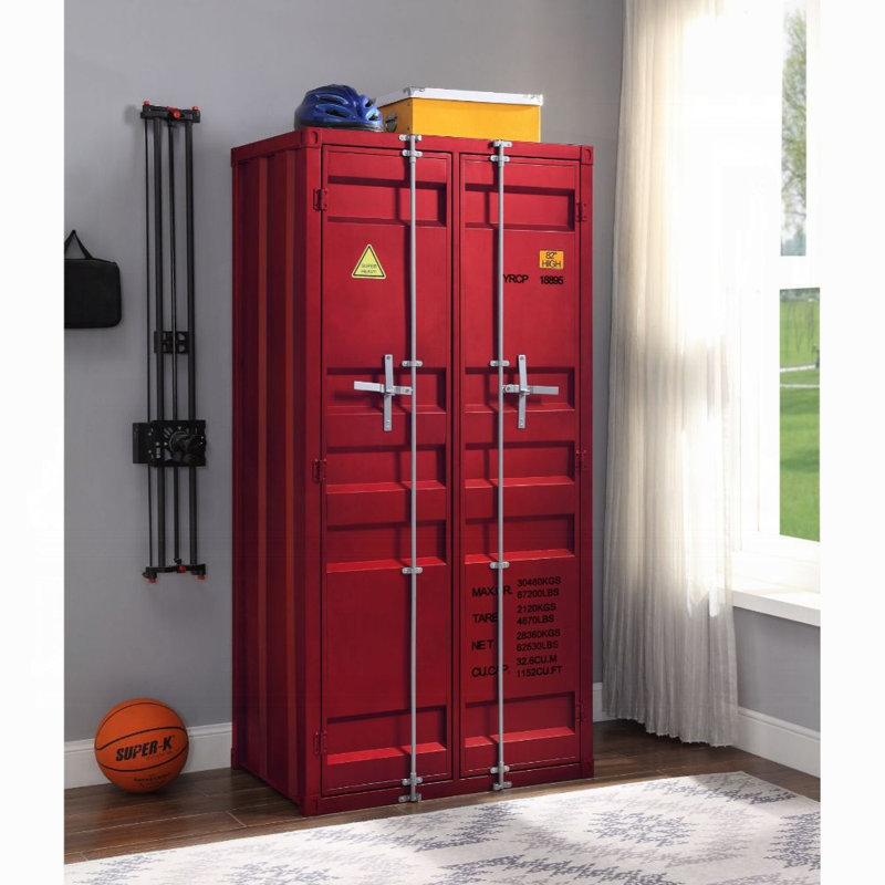 Garde-robe en métal rouge Cargo, Rouge