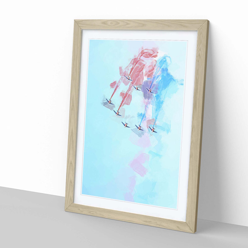 Planes in Formation - Framed Print, 50cm H x 35cm W x 2cm D, Oak