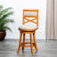 Tabouret de bar 30 po à finition naturelle avec siège pivotant en tissu beige orné de décoration pour le bar, la finition et le revêtement charmant-1515323222-1515323219
