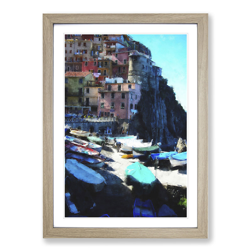 Cinque Terre in Italy Vol.1 - Picture Frame Graphic Art, 36cm H x 27cm W x 2cm D, Oak Framed