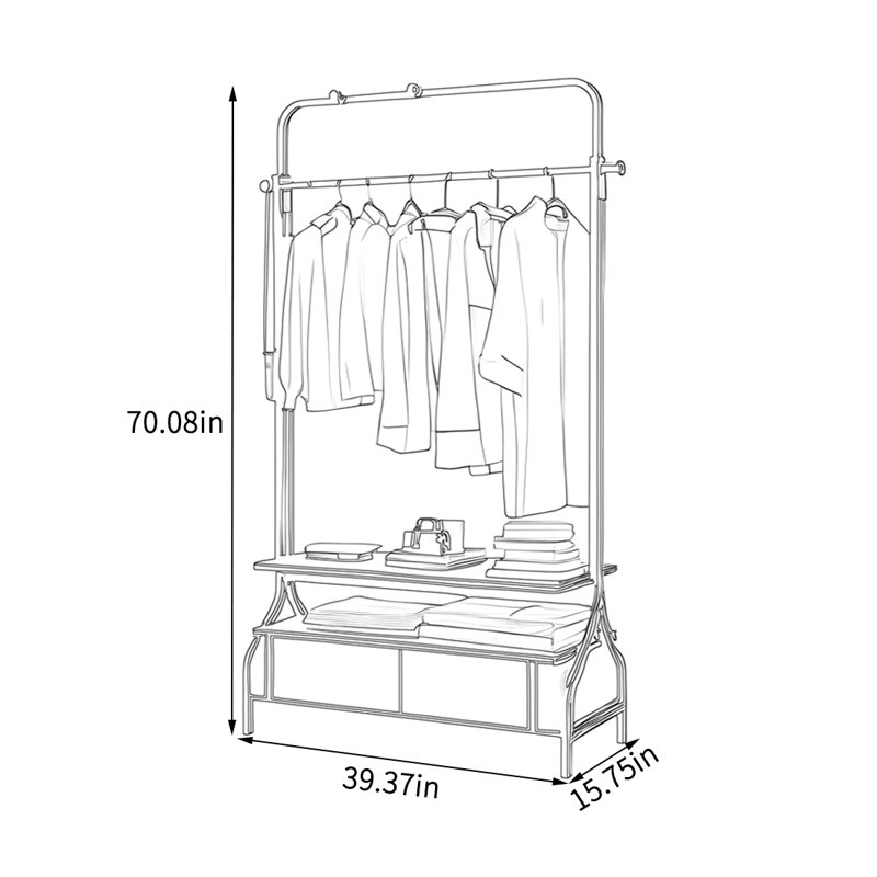 Armoire en acier inoxydable avec crochets, Gris