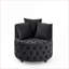 Fauteuil d'appoint pivotant en velours pour le salon - capitonné, 3 coussins, roulettes | Noir | Mousse