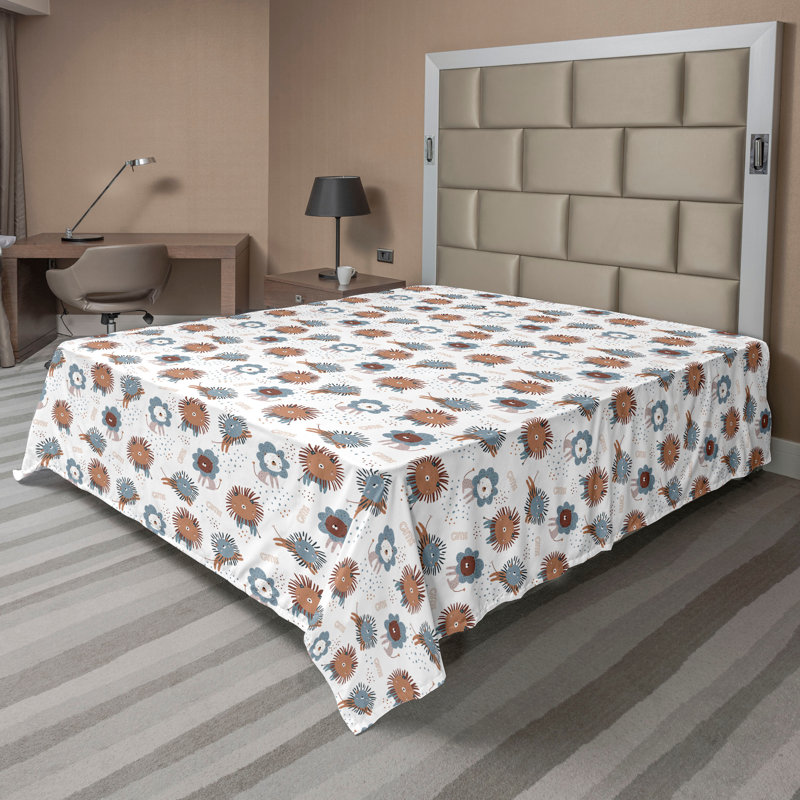 Dessins de chat Ambesonne, Drap plat pour très grand lit californien