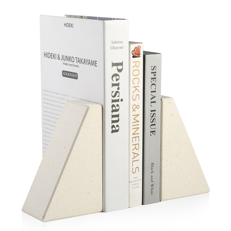 Serre-livres en marbre (ensemble de 2), H 2,54 po x l 5,93 po x P 3,98 po, Beige vif