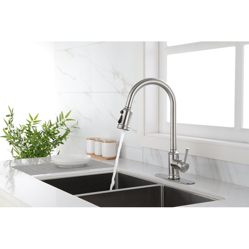 Takason Tas Pull Down Touch Kitchen Faucet, Brushed Nickel