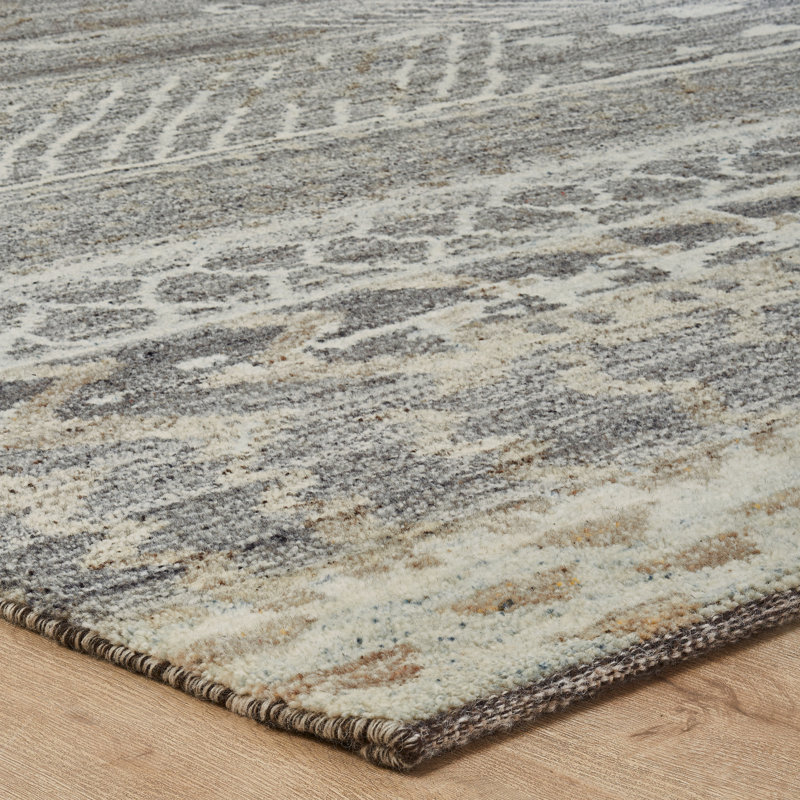 Nomad Haven Wool Hand Knotted Area Rug in Slate Sand, 2' x 3'