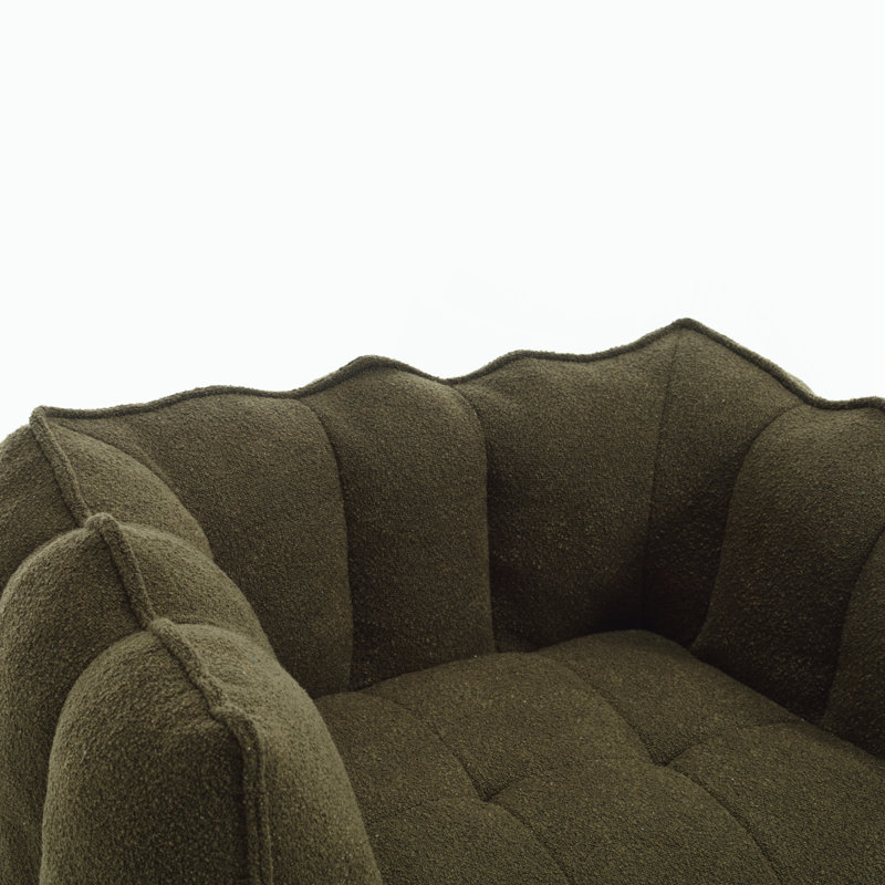 Canapé-lit carré confortable avec repose-pieds, Vert olive