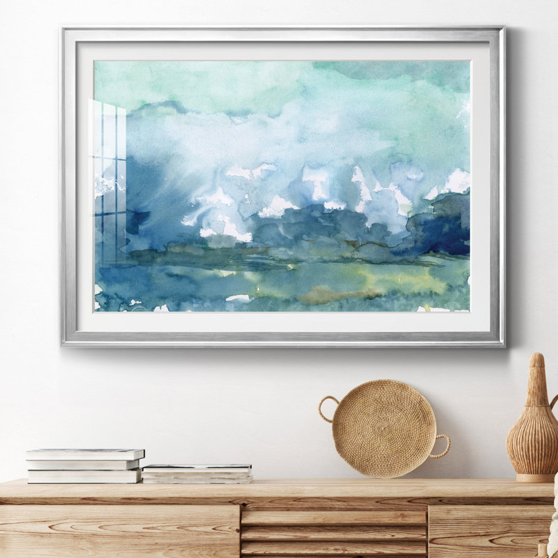 Pluie lointaine - Peinture encadrée, Cadre argenté, H 22,5 po x l 30,5 po x P 1,5 po