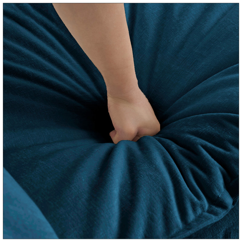 Fauteuil d'appoint moderne avec repose-pieds, Chenille bleu