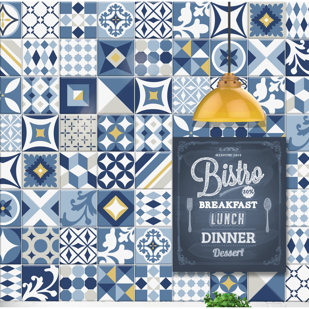 Peel and Stick Gel Backsplash Tile Vintage 9" x 9" (Set of 4) Smart Tiles