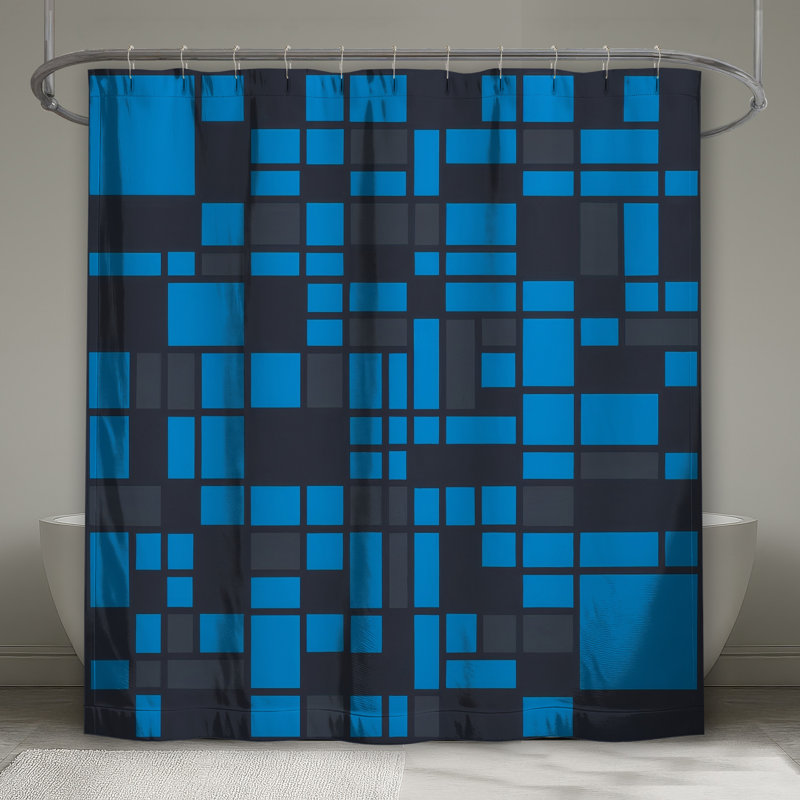 Rideaux de douche rectangulaires bleus extra longs, 70in W x 72in H