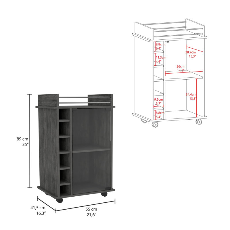 Albaladejo Wood Bar Cart, Grey