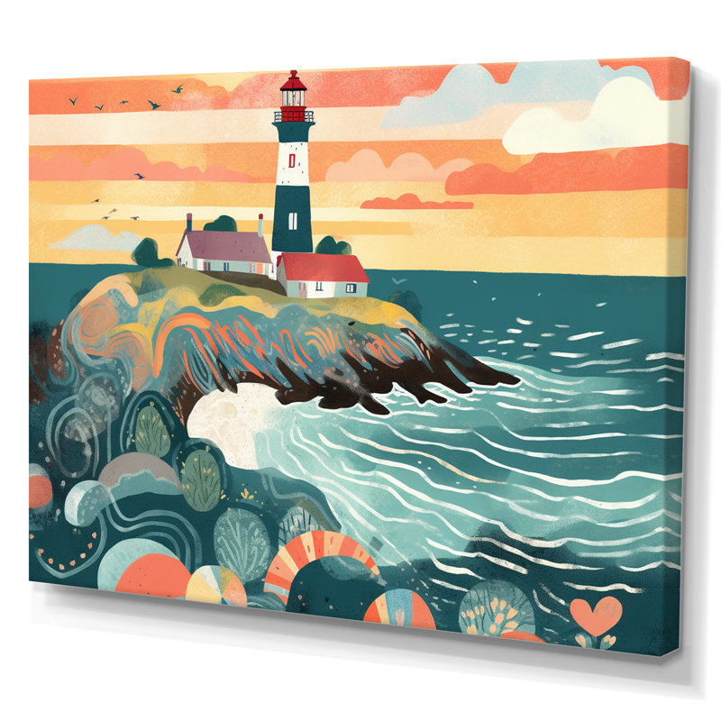 Phare côtier IV sur toile, H 24 po x l 32 po x P 1 po, Toile tendue