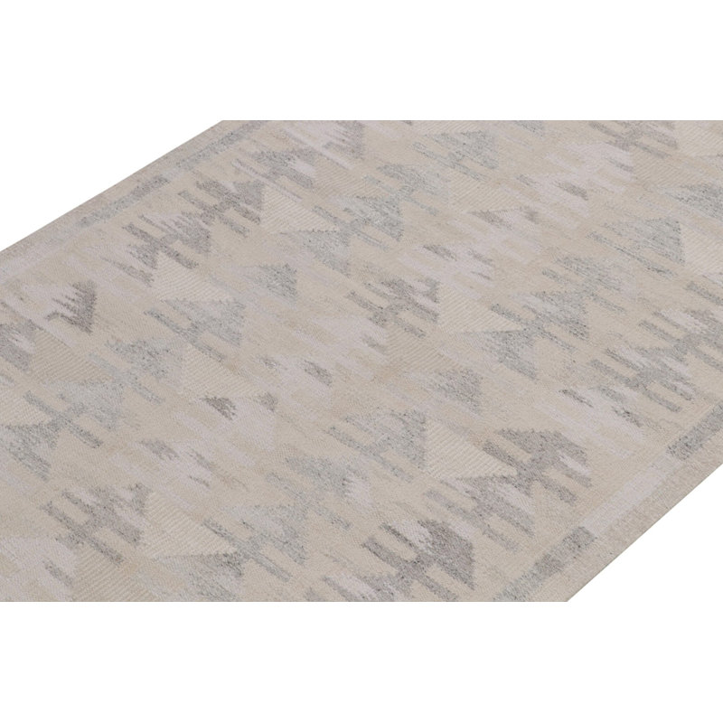 Scandinavian Kilim Wool Geometric Area Rug, Rectangle 8' x 10'
