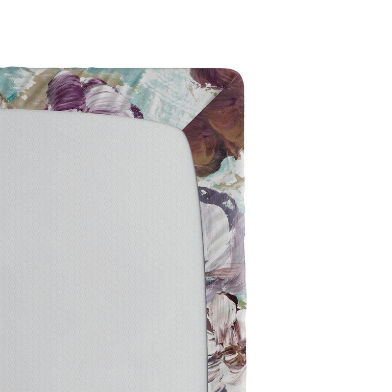 Drap-housse à motif floral Ambesonne, Drap-housse simple TG, Prune, bleu-vert, crème / floral