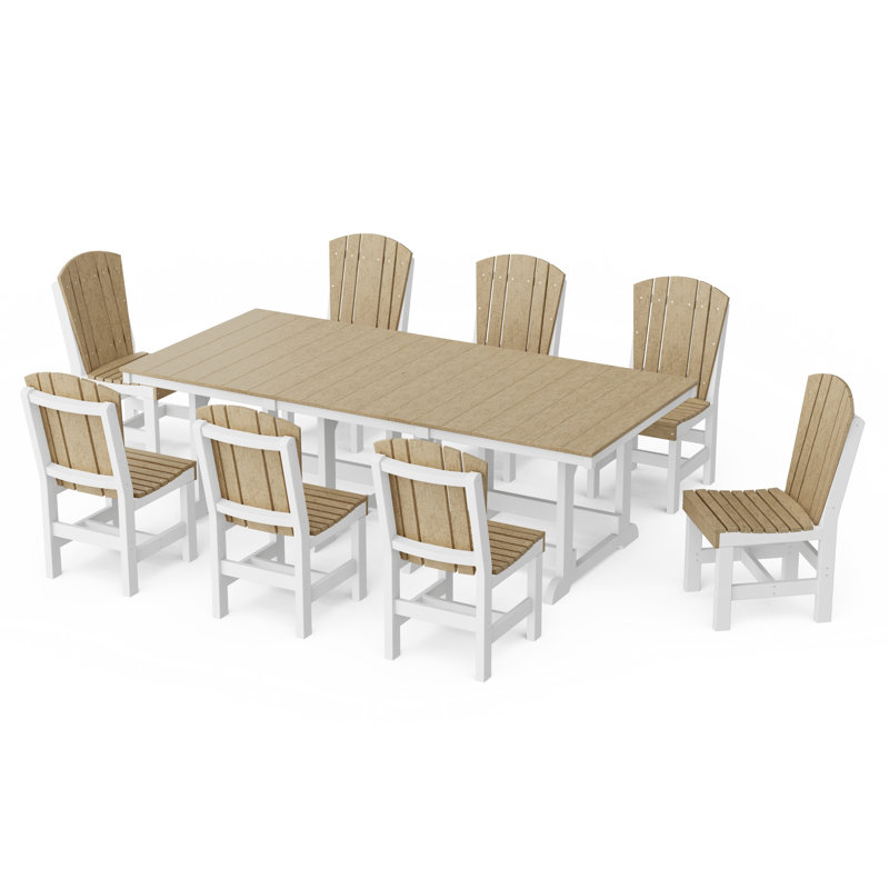Heritage 9-Piece Side Chair Rectangular Dining Set, Weathered Wood/White