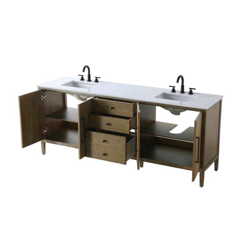 Meuble-lavabo double 84 po, Noisette chêne