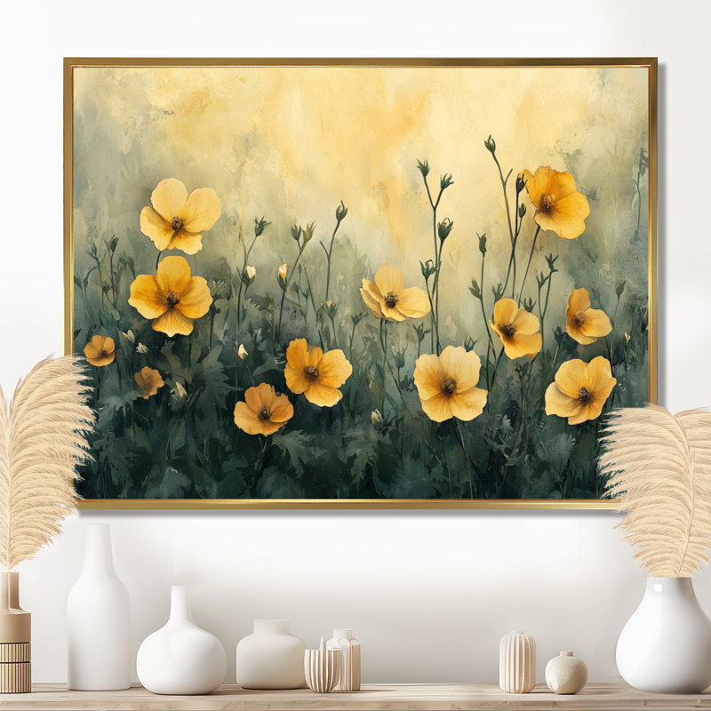 «Axton Summer Violet Flowers In Fields - Violets», art mural sur toile, H 30 po x l 40 po, Impression encadrée flottante