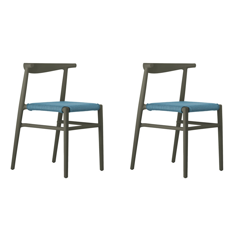 Joi Twenty Stackable Indoor-Outdoor Chair (Set of 2), Light Blue, Dark Brown