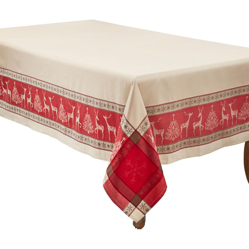 Nappe rouge en jacquard, L 120 po x l 72 po