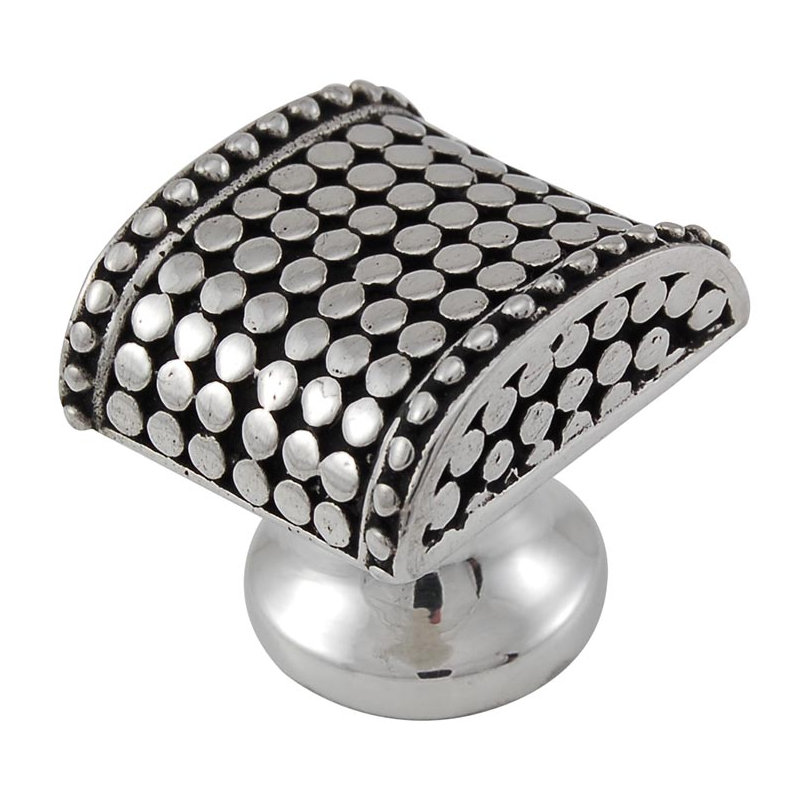 Tiziano Geometric Knob, Antique Silver, 1" H x 1" W x 0.875" D