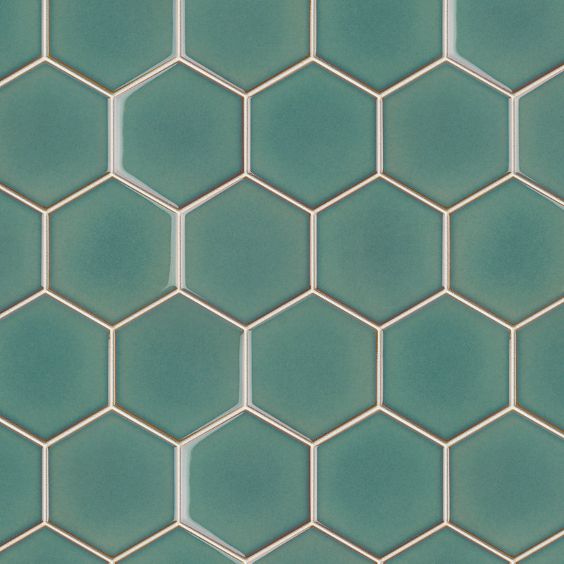 Porcetile Crystal 10.08 in. x 11.64 in. Honeycomb Glossy Porcelain Mosaic Wall and Floor Tile , Green