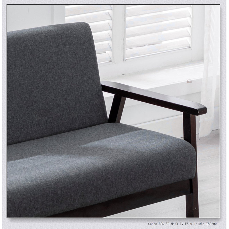 Causeuse Bahamas gris foncé de 45 po, parfaite pour les espaces compacts et les sièges modernes et confortables., Noir
