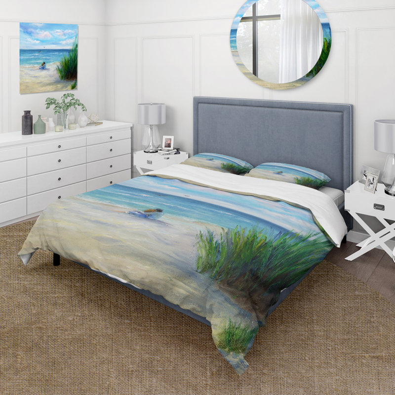 Couple In Love By The Beach - Ensemble de housse de couette nautique et côtier - Polyester en microfibre