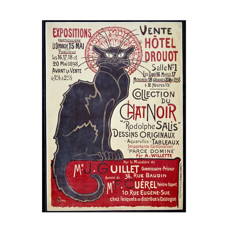«Theophile», Alexander Steinlen, affiche publicitaire sur la vente à l'hôtel Drouot, 1898, art sur toile, H 47 po x l 35 po