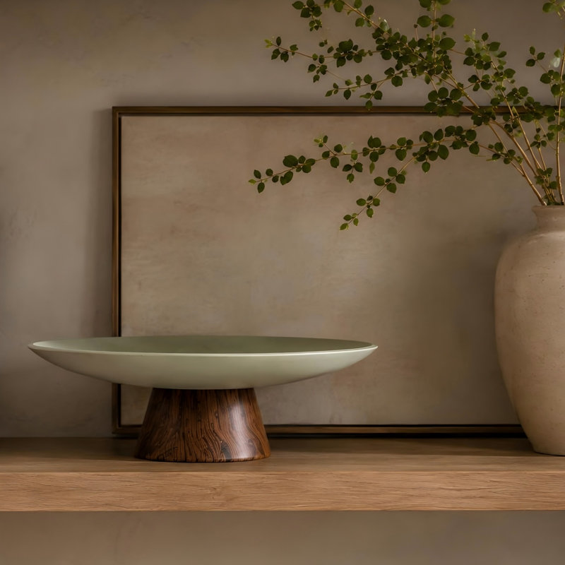Resin Pedestal Bowl, Elegant Sculptural Fruit Bowl White for Kitchen