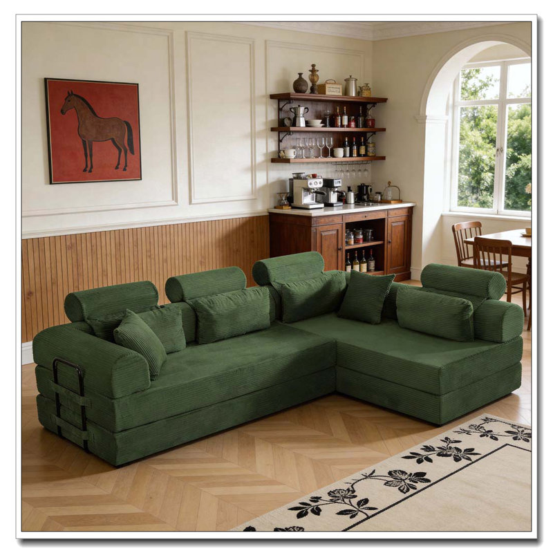 Canapé modulaire en L, Vert