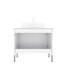 Meuble-lavabo de 30 po avec lavabo rectangulaire en céramique blanche, rangement à 2 portes, comptoir, conception à rayures françaises, fermeture en douceur, panneau de particules, évier sur pied, portes lustrées, style romantique, moderne-1301948524-1301948521