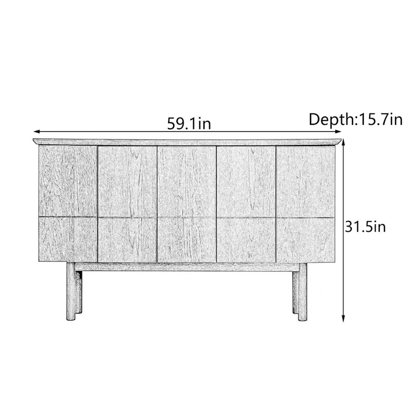 Minimalist Modern  Solid Wood Entryway Cabinet, 31" H x 59.1" W x 15.7" D