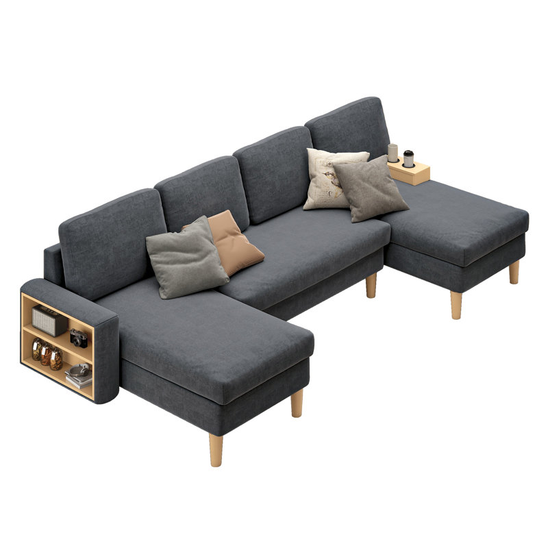 Canapé modulaire en U 109 po, Mélange de polyester gris foncé