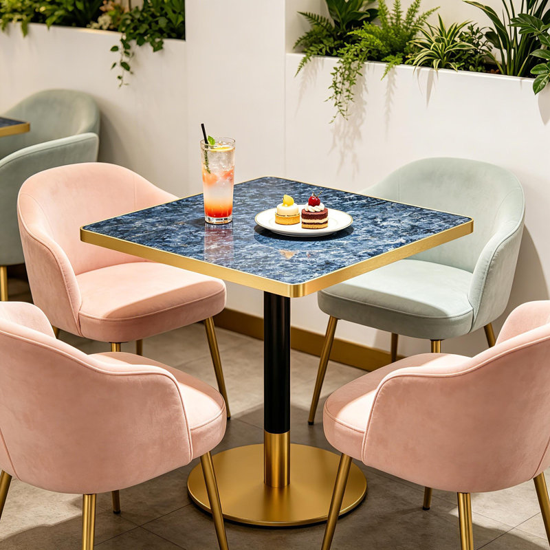 Table bistro 31,5 po Glam Square, Black/Amber Gold, Noir / or brossé