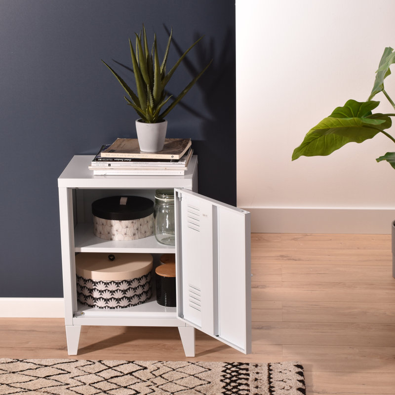 Table de bout en fer avec rangement Robichaux, Blanc
