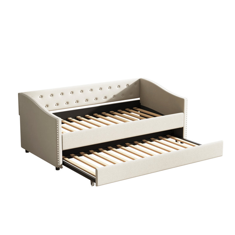 Twin Size Daybed+Twin Size Trundle, Twin, Beige