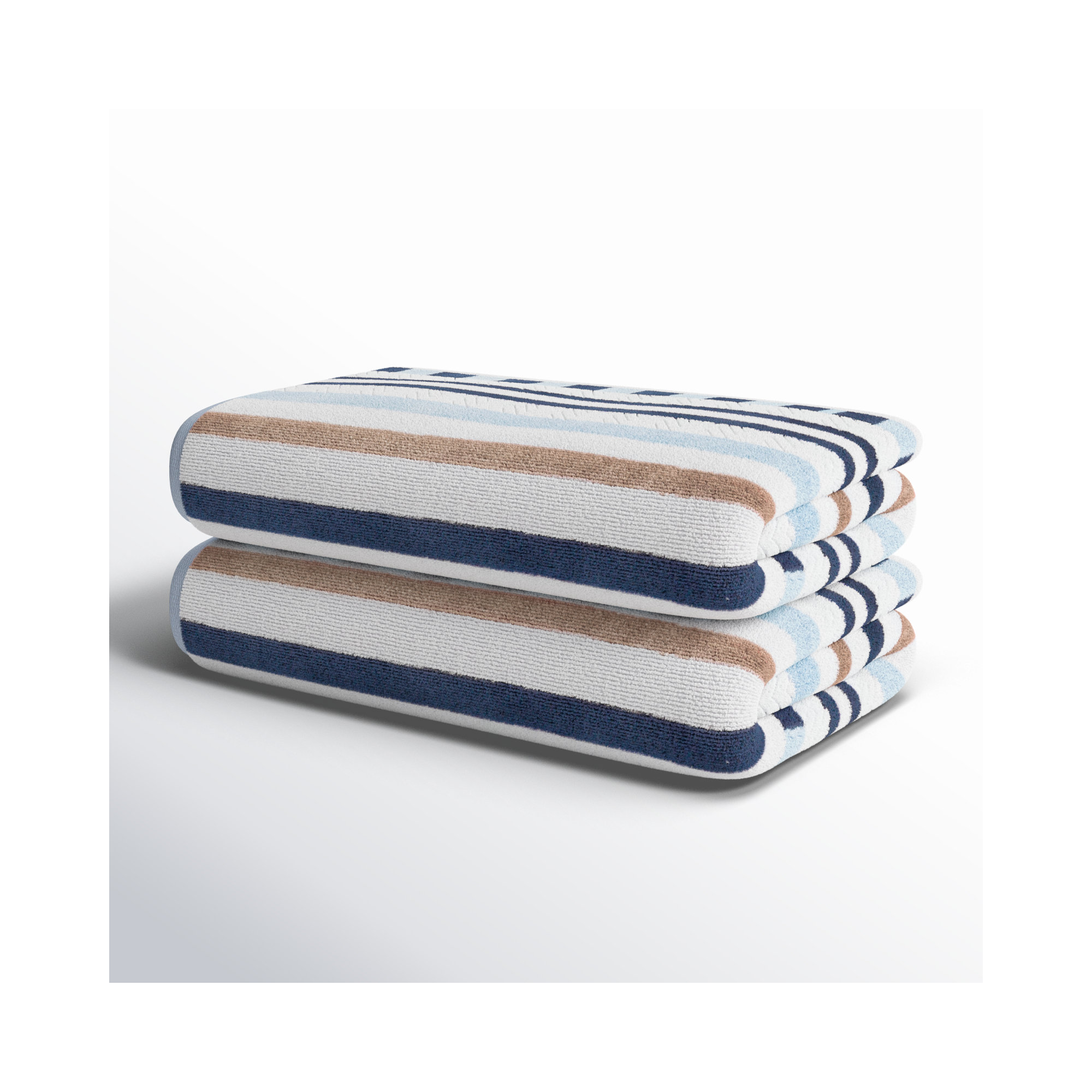Gilus 100% Cotton Stripe Textured Beach Towel, Morning Blue