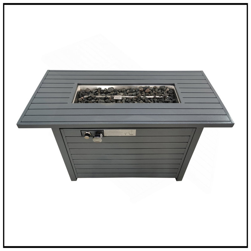Durable Living Source International 25'' H Steel Outdoor Fire Pit Table With Lid (Gray)