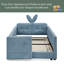 Lit plateforme tapissier simple avec tête de lit mignonne en forme d'oreille de lapin, avec barre de sécurité et poche, tissu bouclé-679440691