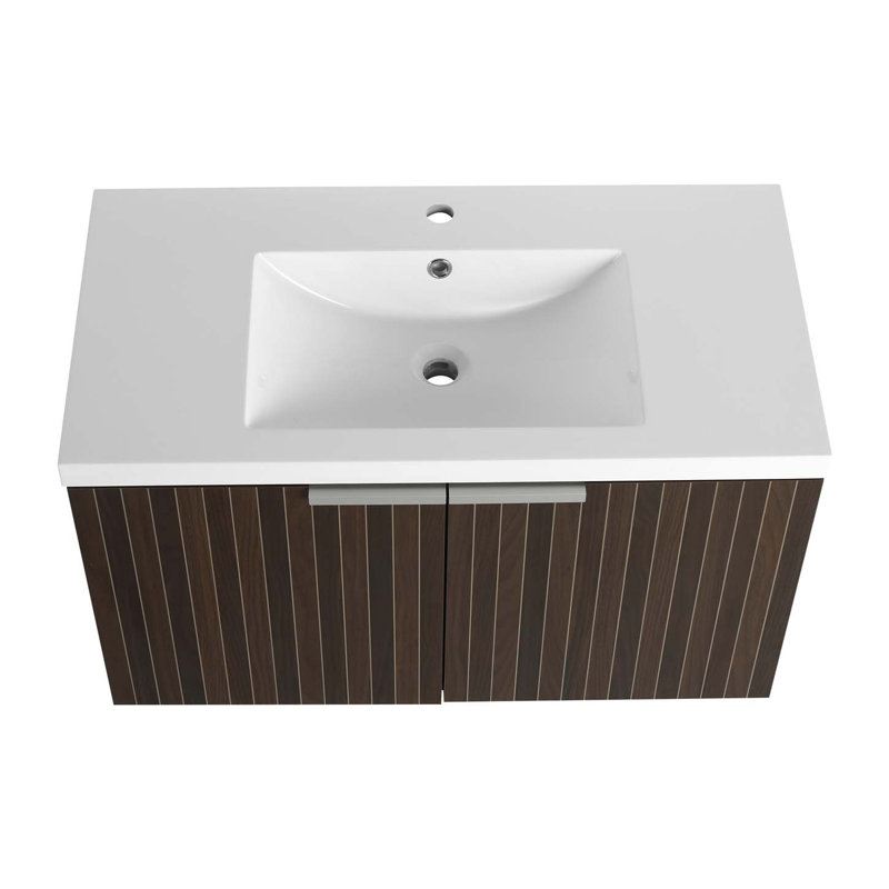 Modern Bathroom Vanity, Bathroom Cabinet With Resin Sink And Soft Close Doors, 20.5" H x 35.44" W x 18.13" D
